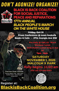 Read more about the article Don’t Agonize! Organize! Call to attend the 17th Annual Black People’s March on the White House – November 1, 2025